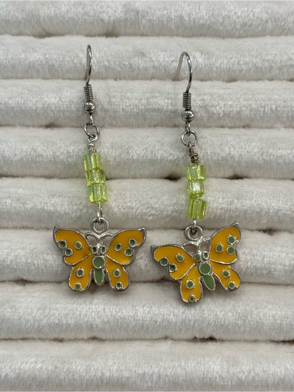Yellow & Green Butterfly Drop Earrings for Women